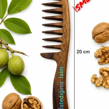 0 EL YAPIMI GENİŞ AĞIZLI TARAK (ELEKTRİKLENME YAPMAZ)(CEVİZ AĞACI)(EL İŞÇİLİĞİ)