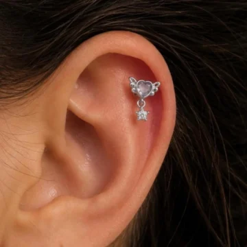 1 ADET ARKASI DÜZ ÖNDEN TAKMALI TRAGUS HELİX LOBE COCNH UYUMLU PİERCİNG KÜPE
