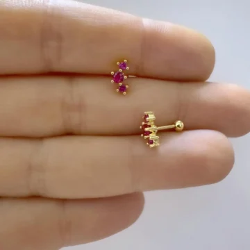 1 ADET BORDO ZİRKON TAŞLI TRAGUS HELİX LOBE UYUMLU PİERCİNG