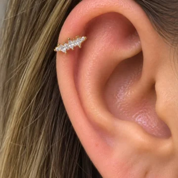 1 ADET ZARİF ZİRKON TAŞLI HELİX TRAGUS LOBE UYUMLU PİERCİNG