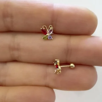 1 ADET ZİRKON TAŞLI kelebek ÇELİK TRAGUS HELİX LOBE UYUMLU PİERCİNG