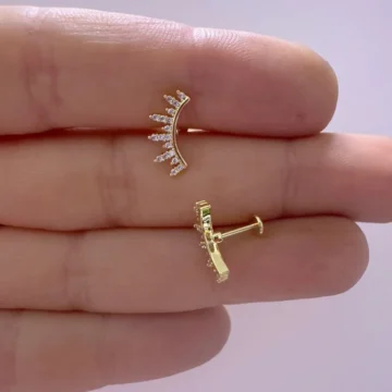 1 adet zirkon taşlı tragus helix conch uyumlu piercing