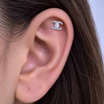 1 ADET ZİRKON TAŞLI TRAGUS HELİX LOBE UYUMLU PİERCİNG KÜPE