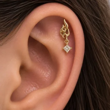 1 ADET ZİRKON TAŞLI TRİBAL MODEL HELİX TRAGUS LOBE FLAT UYUMLU PİERCİNG