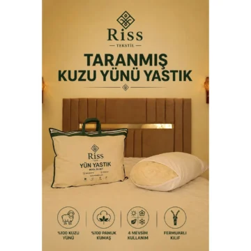 %100 Doğal Taranmış Kuzu Yünü Dolgulu Yastık ( 50cm x70cm / 1000gr
