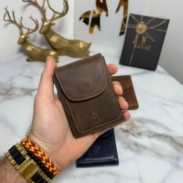 %100 Hakiki Crazy Deri Mıknatıslı El Dikimi Minimalist Cüzdan