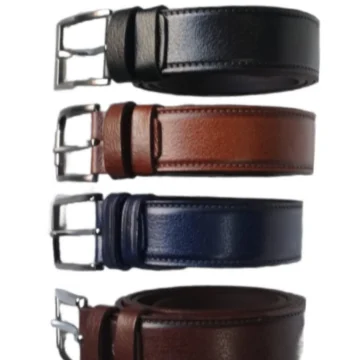 %100 Hakiki Deri 4'lü Set Dikiş Desenli Kumaş Pantolon Kemeri 3.5cm: Siyah-taba-lacivert-kahverengi