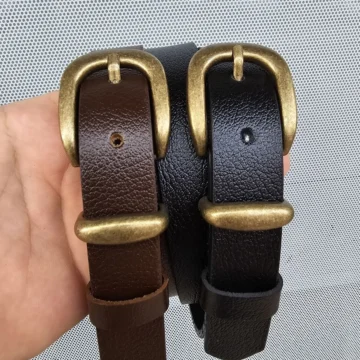 %100 Hakiki Deri Antik Kaplama Tokalı Acı Kahverengi Kemer