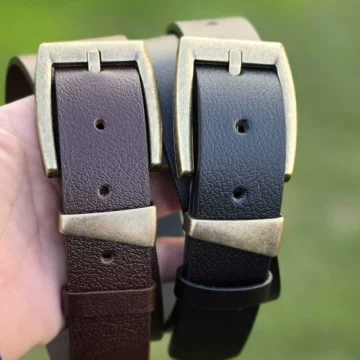 %100 Hakiki Deri Antik Kaplama Tokalı Lacivert 3,2 cm Kemer