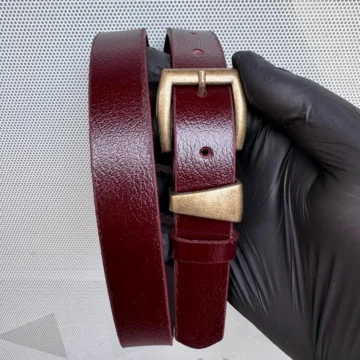 %100 Hakiki Deri Antik Kaplama Tokalı Siyah-Acı Kahverengi 2'li Kemer Set