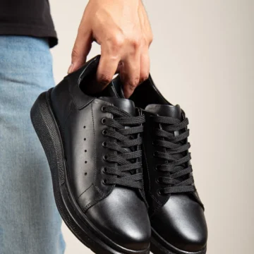 %100 Hakiki Deri, Kalın Tabanlı, Yüksek Tabanlı Erkek Deri Sneaker Ayakkabı