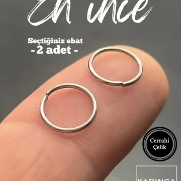 2 Adet En ince Halka Çelik Piercing Kulak Tragus Septum Hızma Burun Piercing