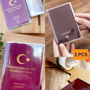 2 Adet Su Geçirmez Vegan Deri Pasaport Kılıfı Pasaport Kabı Üniversal Model 2 Li Paket