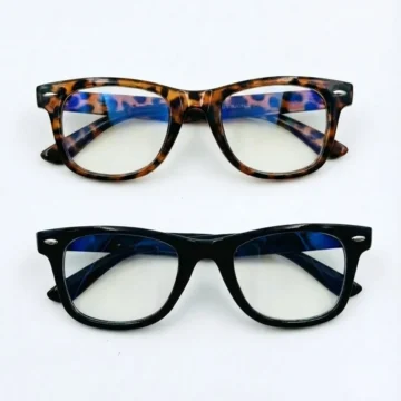2 Adet Unisex Mavi Işık Korumalı Uv 400 Leopar Desenli & Siyah Wayfarer 2'li Avantajlı Set