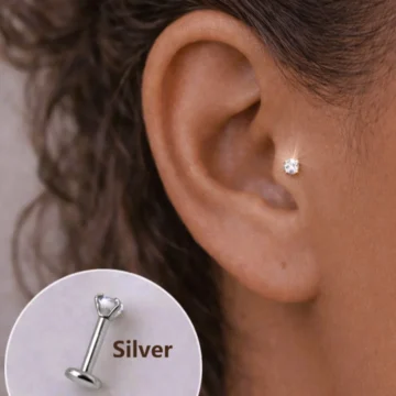 2 mm Tektaşlı 8 mm Çelik Piercing Gold Renkli