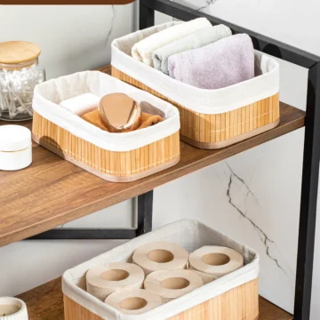2082 Oval 3lü Pinterest Sepet Bambu Sepet seti Dekoratif Banyo Mutfak Düzenleyici Organizeri
