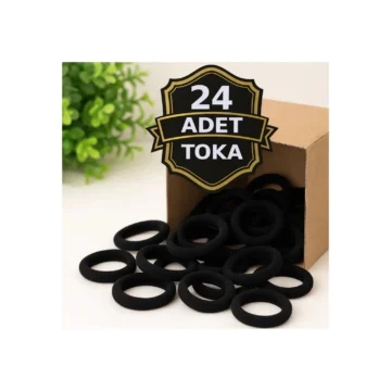 24 Adet Siyah Esnek Havlu Lastik Toka Kadın Aksesuarı Yumuşak