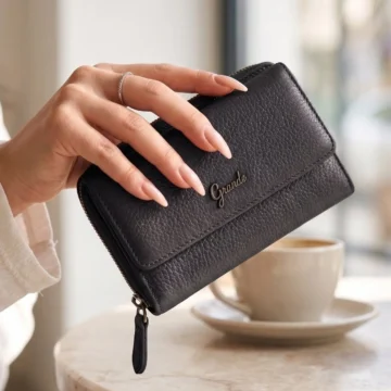 2754 Siyah detay Hakiki deri Kadın cüzdan kartlık clutch MÜRDÜM
