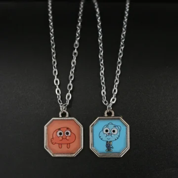 2'li Gumball ve Darwinn Best Friends Çiftli Kolye Bff Arkadaşlık Çelik Baskılı Kolye