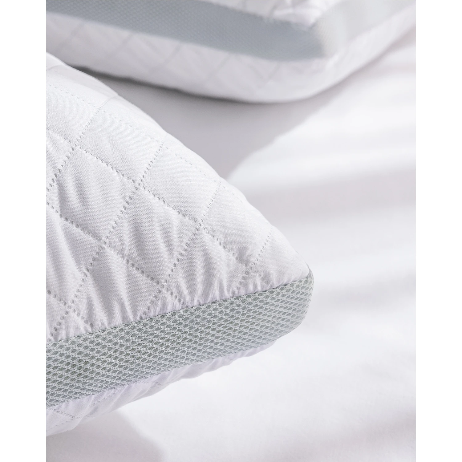2'li Klimalı Yastık - Beyaz/Açık Gri - 50x70 - Görsel 5