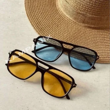 2'Lİ SET YENİ SEZON GÜNLÜK TURUNCU-MAVİ CAMLI UNISEX TREND GÜNEŞ GÖZLÜKLERİ