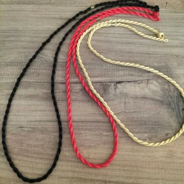 3 Adet İp Kolye (Beşibiryerde İpi) Kırmızı-Siyah-Gold