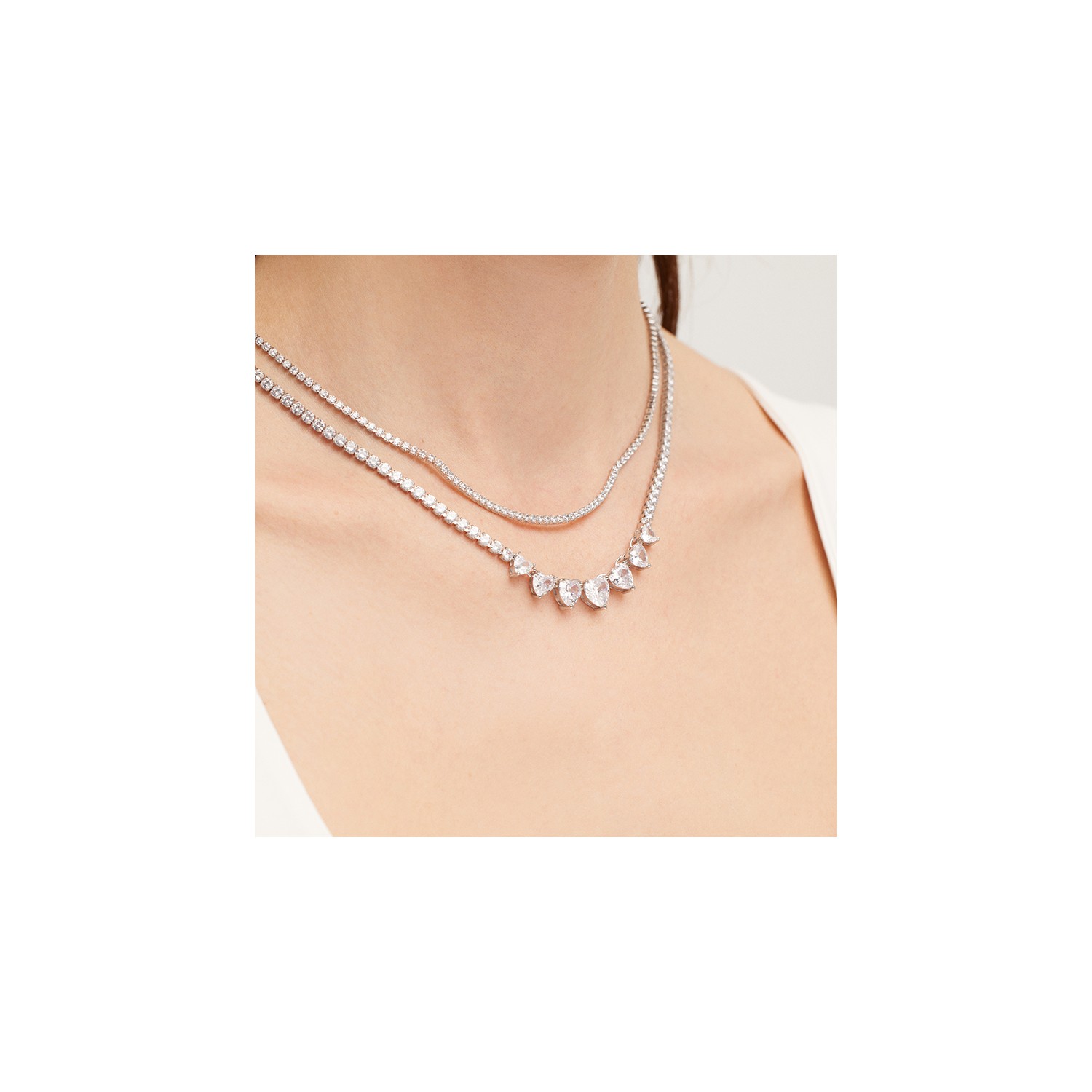 3 mm Beyaz Rhodium Su Yolu Kolye Zirkon Taşlı Kadınlar İçin Özel - Görsel 8