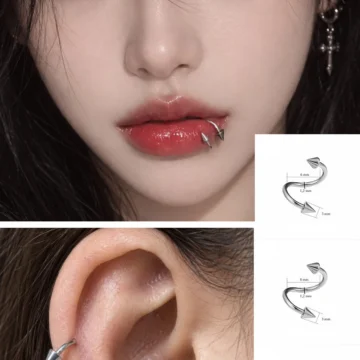 3 mm Spike Çelik Spiral Halka Piercing – Tragus, Helix, Dudak, Kıkırdak, Auricle