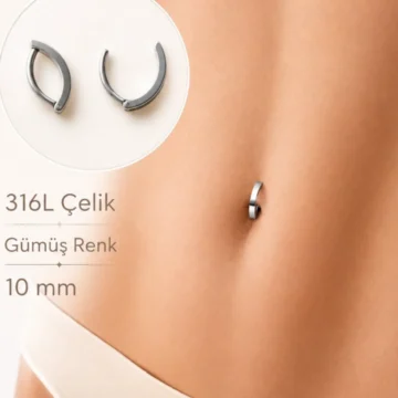 316 L Çelik Yarım Halka Göbek Piercingi Düz Minimal Tasarımlı