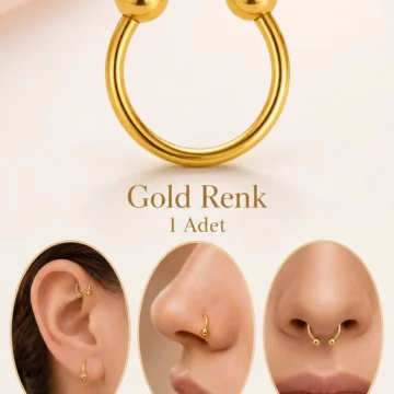 316L Çelik Çift Toplu At Nalı Piercing Septum Smiley Kulak Burun Dudak 6–8–10–12 mm