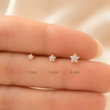 316L Çelik Minimal Yıldız Piercing 3’lü Set – 2 3 4 mm Zirkon Taşlı