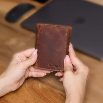 3787 Hakiki Deri Dikey Mıknatıslı Unisex Cüzdan