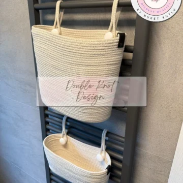 3lü Organizer Bej Tress Çok Amaçlı Düzenleyici Sepet Havlupan Banyo Dekoratif