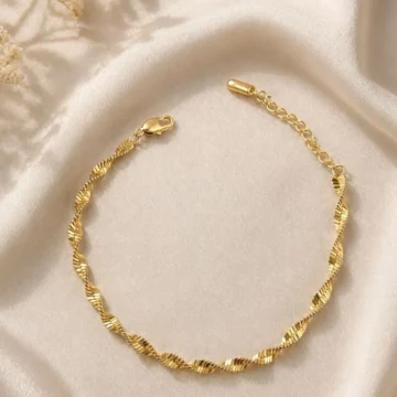 3mm 14k Altın Renk Çelik İnce Burgu-İtalyan Bileklik