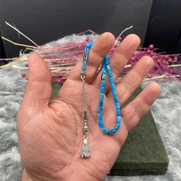 4x7 mm BİLEK BOY TURKUAZ RENK KAPSÜL KATALİN KEHRİBAR TESBİH KAPLAMA PÜSKÜLLÜ