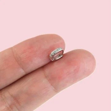5 mm Taşlı Mini Halka Piercing Forward Helix Daith Helix Tragus Gümüş Renkli