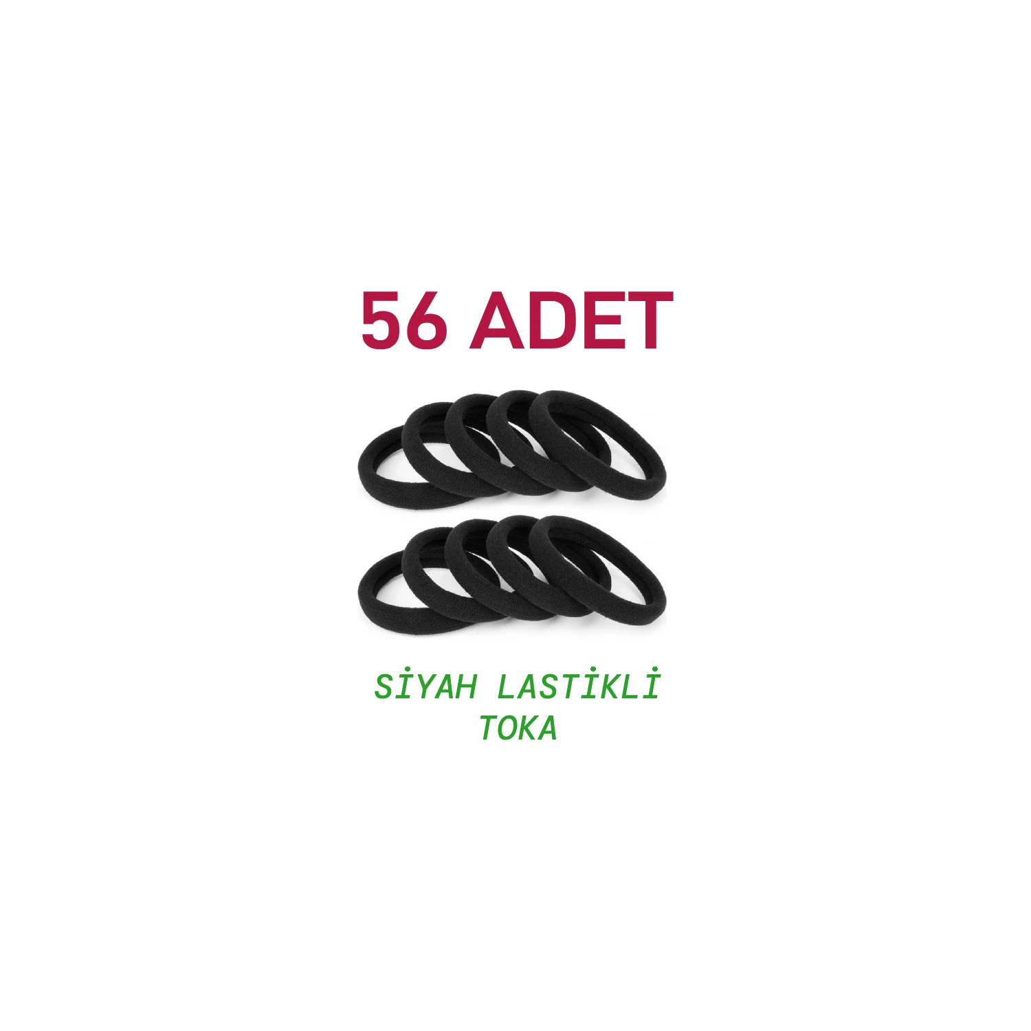 56 Adet Siyah Saç Tokası Esnek Havlu Lastik - Görsel 2