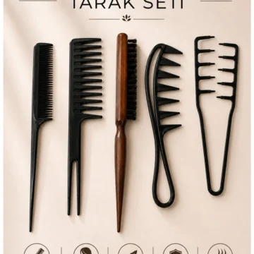 5li Saç Tarapı Seti Isıya Dayanıklı Profesyonel Topuz Fırçası| Geniş Aralıklı Wax| Krepe Tarağı, Saç Ayırma Tarağı| Mucizevi Saç Şekillendirici Tarak