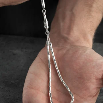 925 Ayar Gümüş 6*3 mm Silindir Kesim Ufak Boy Gümüş Tesbih