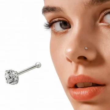 925 Ayar Gümüş Parlak Taşlı Burun Piercing Hızma ( Bar Uzunluğu: 7 m )