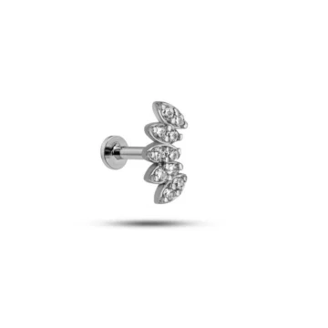 925 Ayar Gümüş Rodyumlu Minimal Beşli Mekik Model Tragus Piercing Küpe