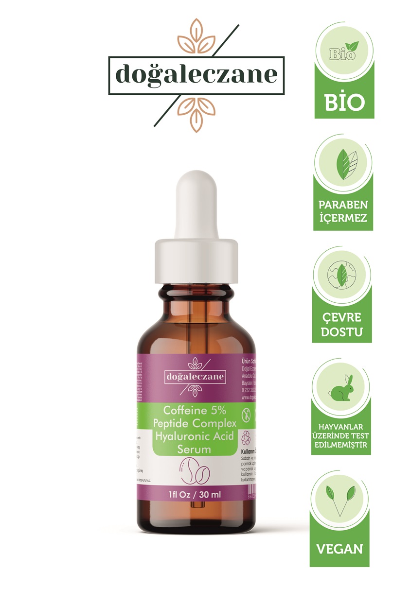 Caffeine %5 + Peptide Complex + Hyaluronic Acid %1 Serum 30 ml