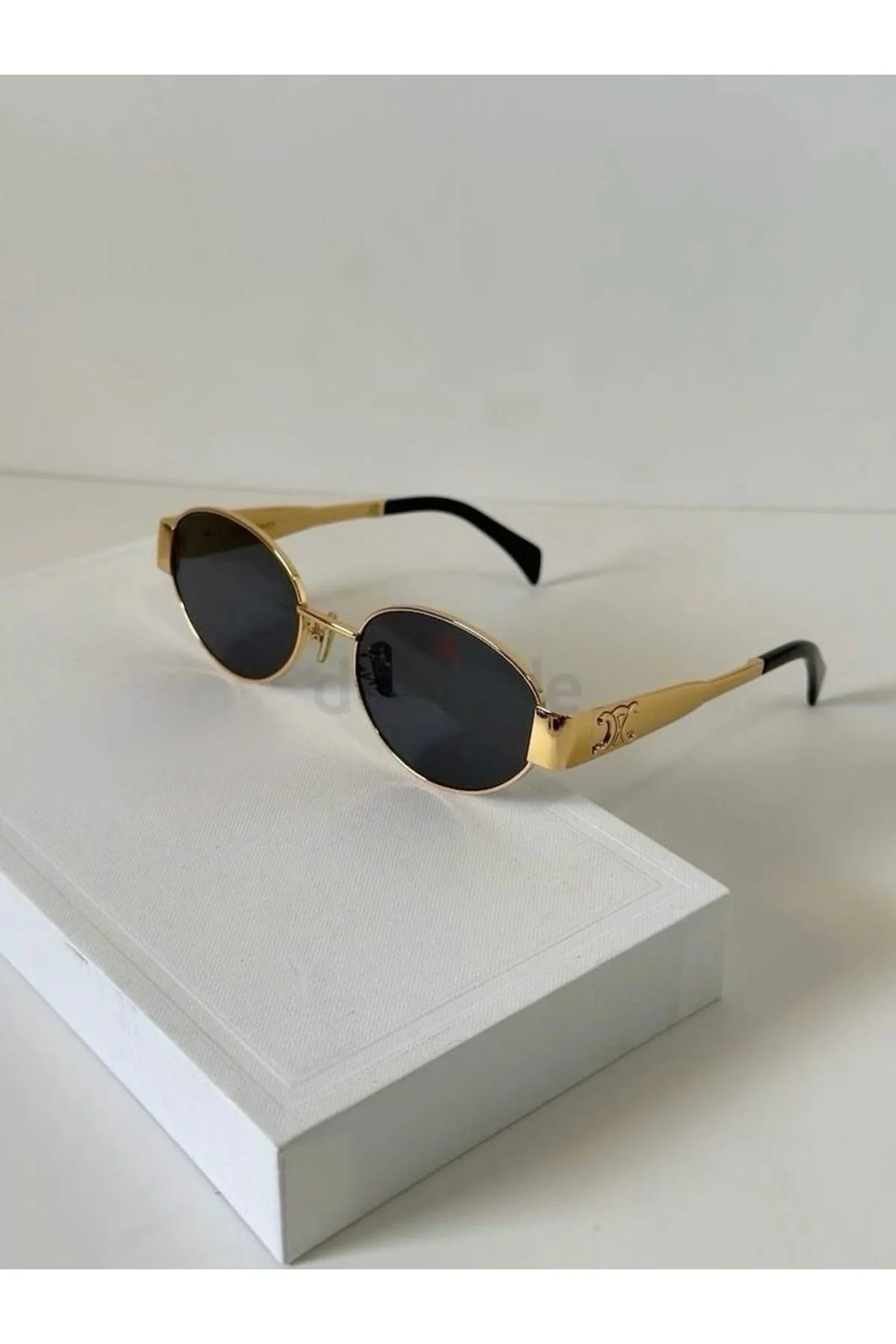 Alev 56 Ekartman Unisex Kadın Uv400 Korumalı Oval Gold Siyah NyIon Cam Metal Güneş Gözlüğü - Görsel 8