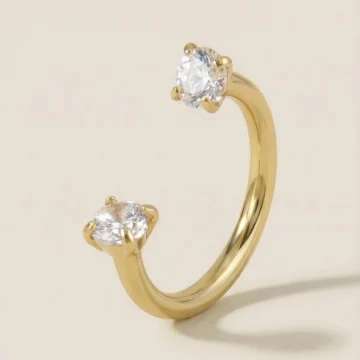 Altın Renkli Cerrahi Çelik 10 mm Tektaş Yarım Halka Piercing – Helix, Lobe, Kıkırdak