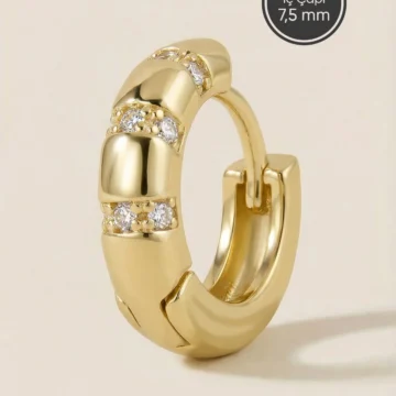 Altın Renkli Cerrahi Çelik Blok Zirkon Halka Piercing – Helix, Kıkırdak