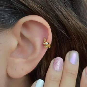 Altın Renkli Yaprak Halka Helix Kıkırdak Piercing
