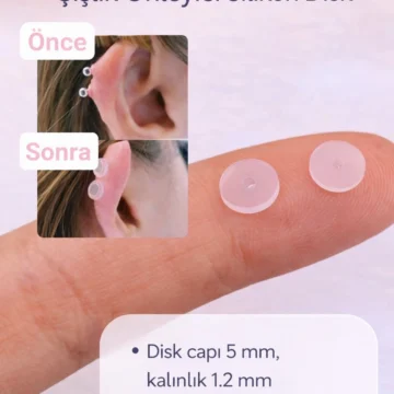 Antialerjik Bioplast Kulak Deliği Şişliği Önleyici Küpe Arkalığı Keloid Silikon Disk 2