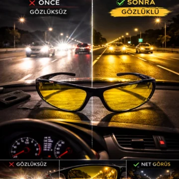 Antifar Gece Sürüş Gözlüğü / Gece Görüş Gözlüğü Model 8813