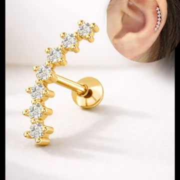 Arkası Toplu Helix Küpe Cerrahi Çelik 316l Gümüş Tragus Küpe 1 Adet