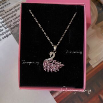 ASNA JEWELLERY Kadın Pembe Kuğulu Pink Swan Taşlı Gümüş Çelik Kolye kutusuz Fiyat